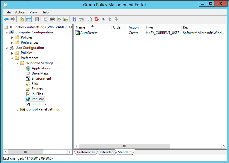 Group Policy Management editor gpp registry properties