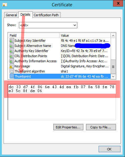 zertifikat certificate thumbprint fingerabdruck