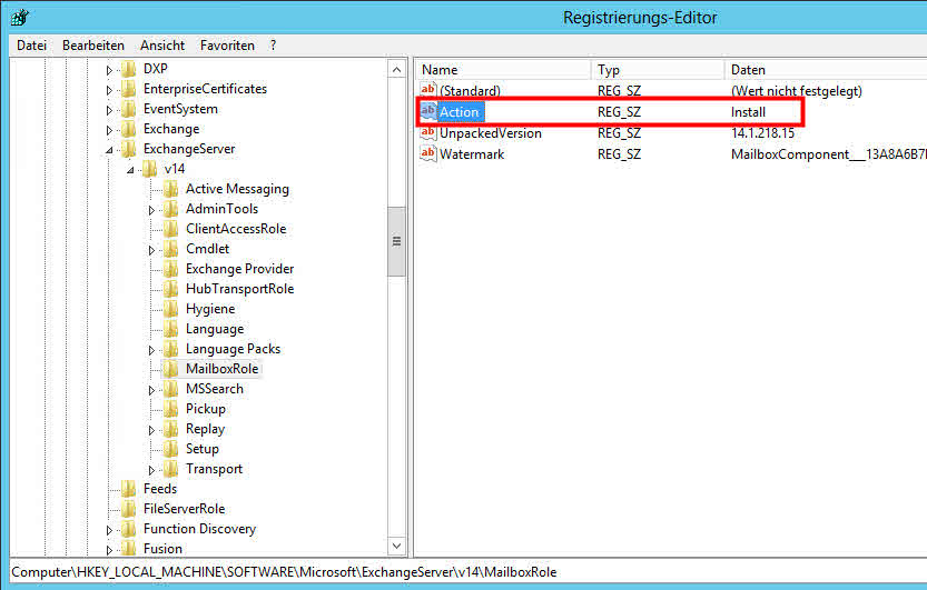 Registry: HKEY_LOCAL_MACHINE\SOFTWARE\Microsoft\ExchangeServer\