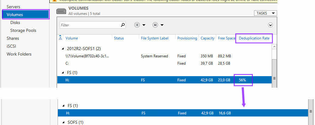 Server Manager Volumes Data Deduplication