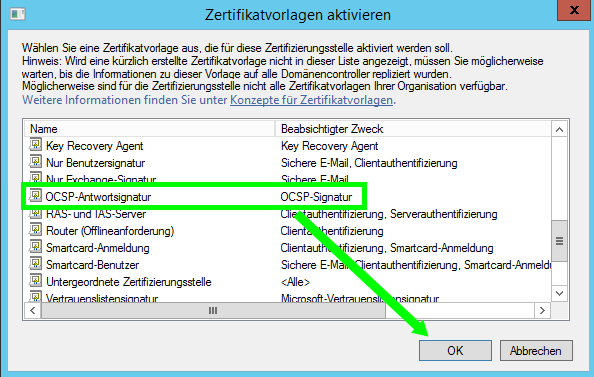 Setup OCSP Template