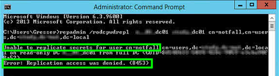 RODC Cache Repadmin rodcpwdrepl password