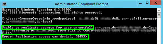 RODC Cache Repadmin rodcpwdrepl password