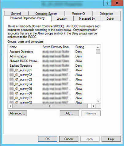 Password replication policy allowed list allow deny