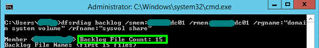 dfsrdiag backlog sysvol