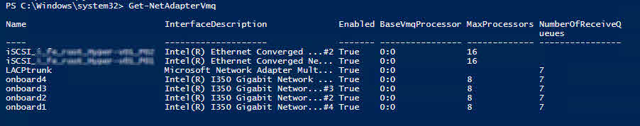powershell get-netadaptervmq