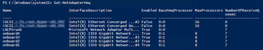 powershell get-netadaptervmq